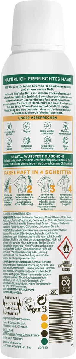 Batiste Natuurlijk Groene Thee & Kamille Droogshampoo 200 ml - K Drogerie