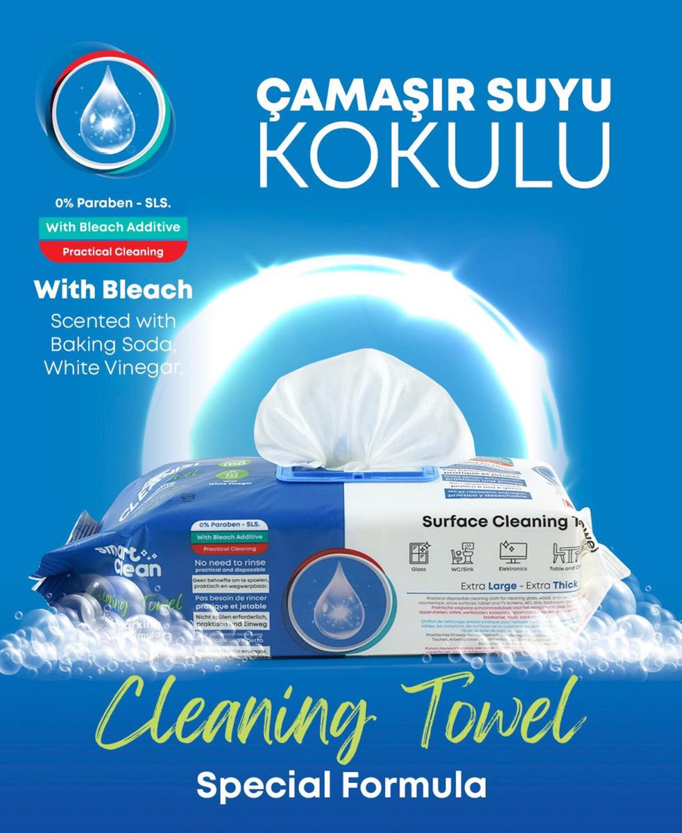 Cleanizi Reinigungstücher mit Bleichmittel, extra groß, 100 Stück