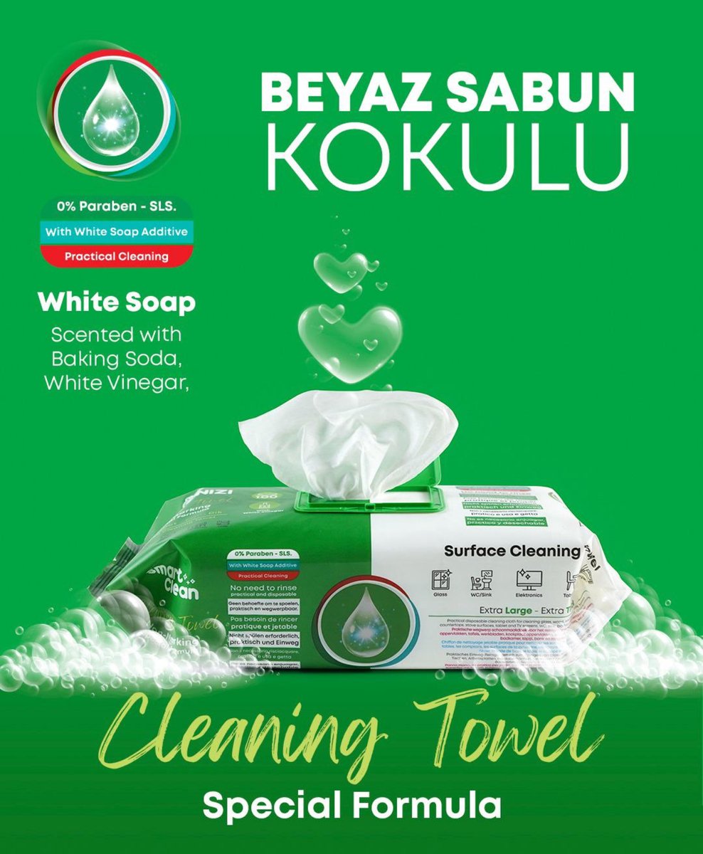 Cleanizi Reinigungstücher mit weißer Seife, extra groß, 100 Stück