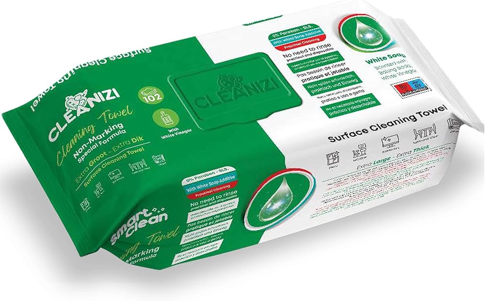 Cleanizi Reinigungstücher mit weißer Seife, extra groß, 100 Stück