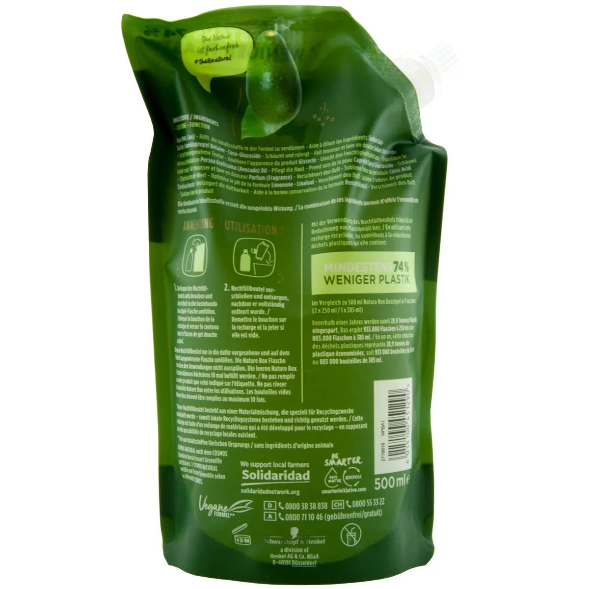 Nature Box Avocvado Douchegel Navulling 500 ml - K Drogerie