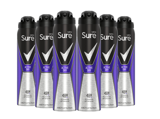 Sure (Rexona) Active Dry Deodorant Spray 6 x 150 ml 